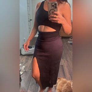 Navy Blue Cutout Midi Dress